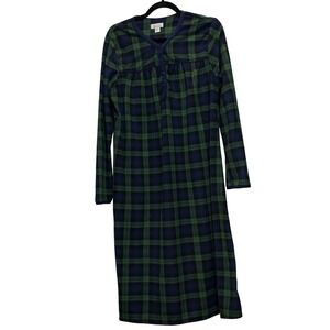 Celestial Dreams Womens Plaid Fleece Nightgown Sleep Shirt 16-18 XL Green Blue
